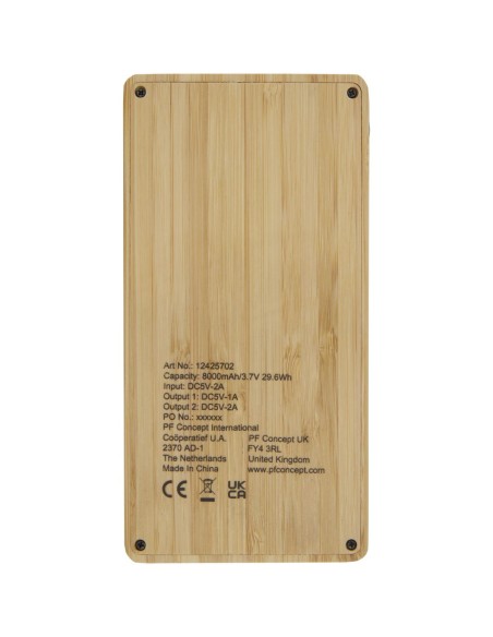 Batería externa solar de bambú de 8000 mAh Personalizado 6124257