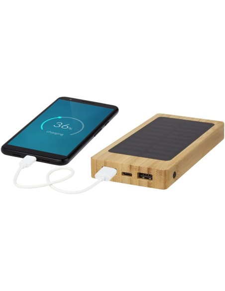 Batería externa solar de bambú de 8000 mAh Personalizado 6124257