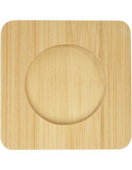 Dos tazas de vidrio de doble pared de 100 ml con posavasos de bambú Personalizado 6113314