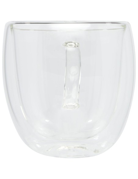 Dos tazas de vidrio de doble pared de 250 ml con posavasos de bambú Personalizado 6113315