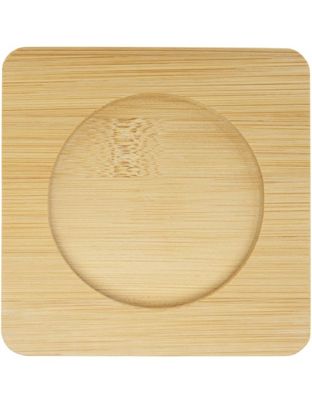 Dos tazas de vidrio de doble pared de 250 ml con posavasos de bambú Personalizado 6113315