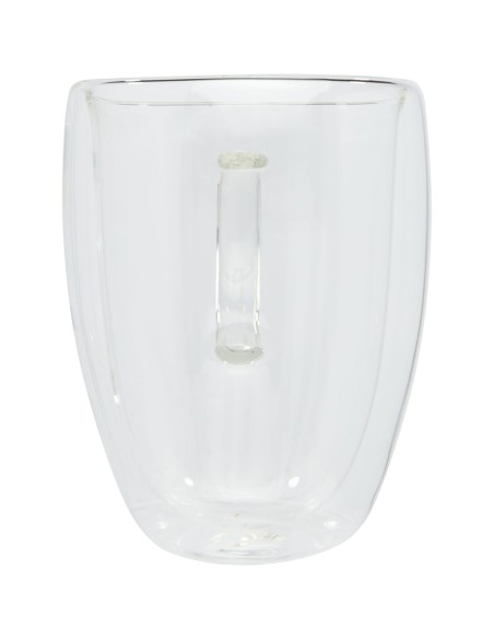 Dos tazas de vidrio de doble pared de 350 ml con posavasos de bambú Personalizado 6113316