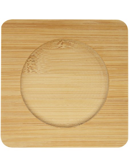 Dos tazas de vidrio de doble pared de 350 ml con posavasos de bambú Personalizado 6113316
