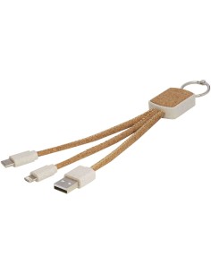 Cable de carga 3 en 1 de paja de trigo y corcho...