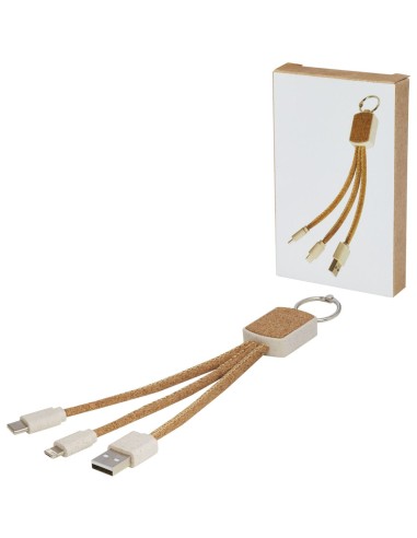 Cable de carga 3 en 1 de paja de trigo y corcho...