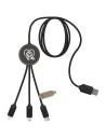 Cable de carga 3 en 1 extendido de PET reciclado con logotipo retroiluminado y estuche redondo de bambú Personalizada 62PX084 - Imagen 1