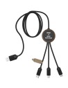 Cable de carga 3 en 1 extendido de PET reciclado con logotipo retroiluminado y estuche redondo de bambú Personalizada 62PX084 - Imagen 2