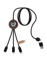 Cable de carga de 40 W 5 en 1 de PET reciclado con logo retroiluminado y estuche redondo de madera Personalizada 62PX071 - Imagen 2