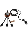 Cable de carga de 40 W 5 en 1 de PET reciclado con logo retroiluminado y estuche redondo de madera Personalizada 62PX071 - Imagen 5