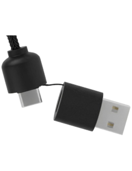 Cable de carga de 40 W 5 en 1 de PET reciclado con logo retroiluminado y estuche redondo de madera Personalizada 662PX071