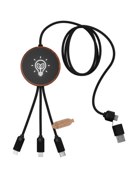 Cable de carga 5 en 1 de PET reciclado con logo retroiluminado y base de carga de 10 W Personalizado 662PX073