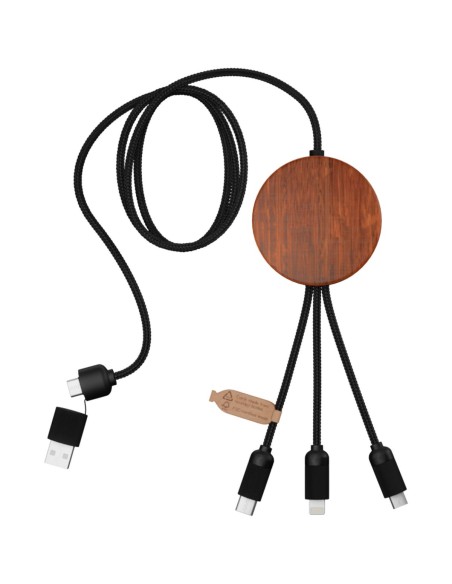 Cable de carga 5 en 1 de PET reciclado con logo retroiluminado y base de carga de 10 W Personalizado 662PX073