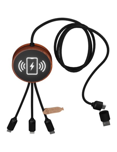 Cable de carga 5 en 1 de PET reciclado con logo retroiluminado y base de carga de 10 W Personalizado 662PX073