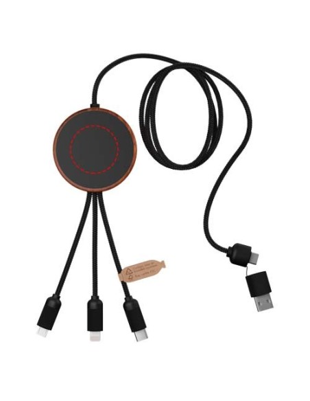 Cable de carga 5 en 1 de PET reciclado con logo retroiluminado y base de carga de 10 W Personalizado 662PX073