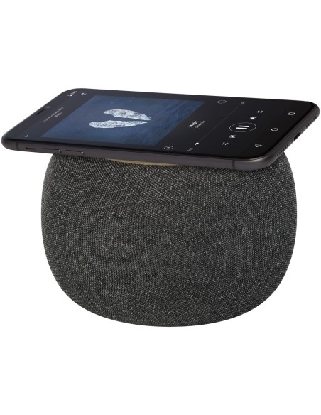 Altavoz de bambú/RPET Bluetooth® y base de carga inalámbrica Personalizada 6124318