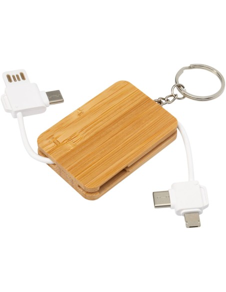 Llavero de bambú con cable de carga retráctil 6 en 1 Personalizado 6124329