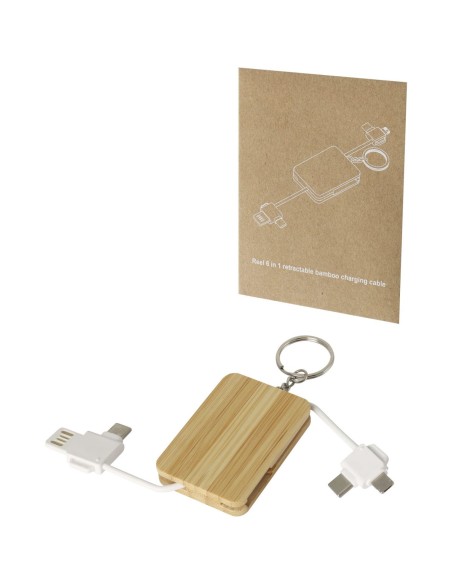 Llavero de bambú con cable de carga retráctil 6 en 1 Personalizado 6124329