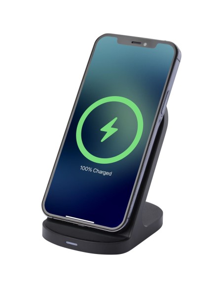 Base de carga inalámbrica con doble bobina de 15W en plástico reciclado con certificación RCS Personalizado 6124340