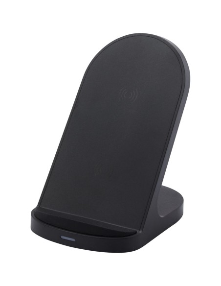 Base de carga inalámbrica con doble bobina de 15W en plástico reciclado con certificación RCS Personalizado 6124340