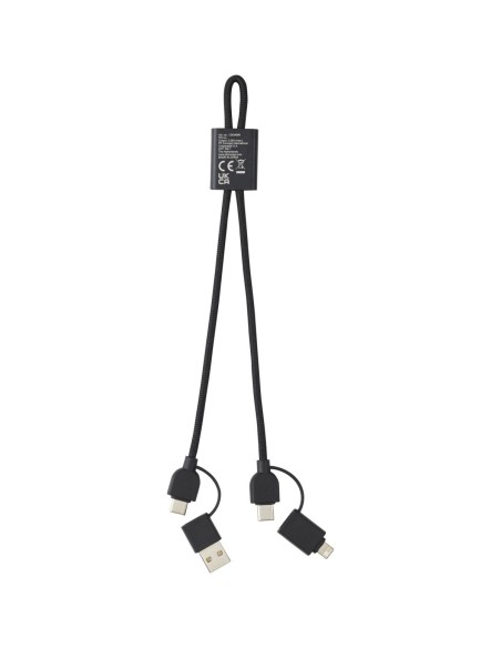 Cable de carga rápida y transmisión de datos 6 en 1 de 45 W en aluminio reciclado con certificación RCS Personalizado 6124345