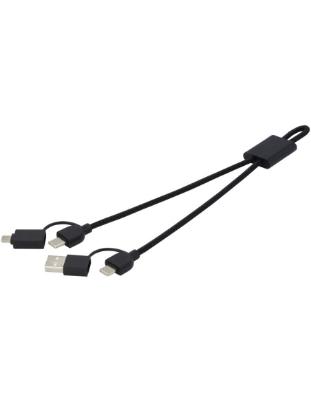 Cable de carga rápida y transmisión de datos 6 en 1 de 45 W en aluminio reciclado con certificación RCS Personalizado 6124345