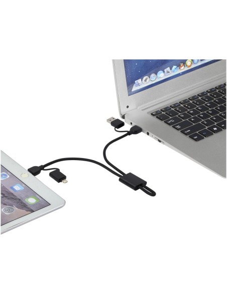 Cable de carga rápida y transmisión de datos 6 en 1 de 45 W en aluminio reciclado con certificación RCS Personalizado 6124345