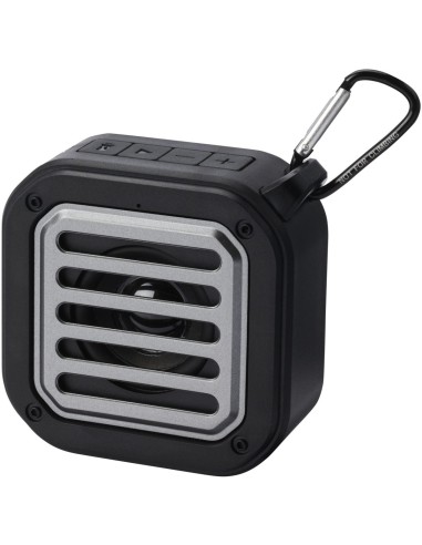 Altavoz solar Bluetooth IPX5 de 3W con mosquetón en plástico reciclado con certificación RCS Personalizado 6124347