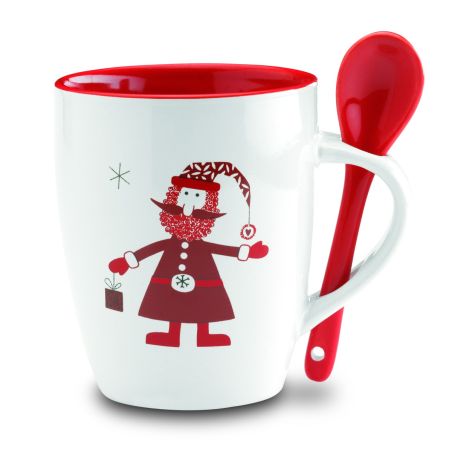 Taza Navideña de Cerámica con Cuchara Incluida | Goodie