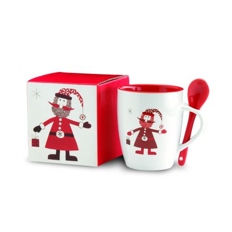Taza Navideña de Cerámica con Cuchara Incluida | Goodie
