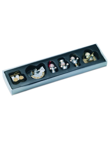Set de 6 Adornos de Madera para el Árbol de Navidad | Goodie