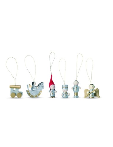 Set de 6 Adornos de Madera para el Árbol de Navidad | Goodie