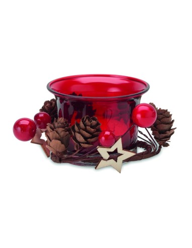 Portavelas Navideño de Cristal con Ornamentos | Goodie