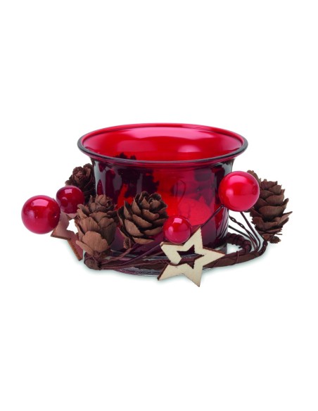 Portavelas Navideño de Cristal con Ornamentos | Goodie