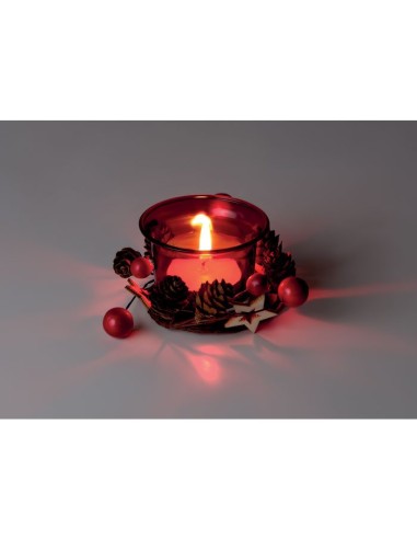 Portavelas Navideño de Cristal con Ornamentos | Goodie