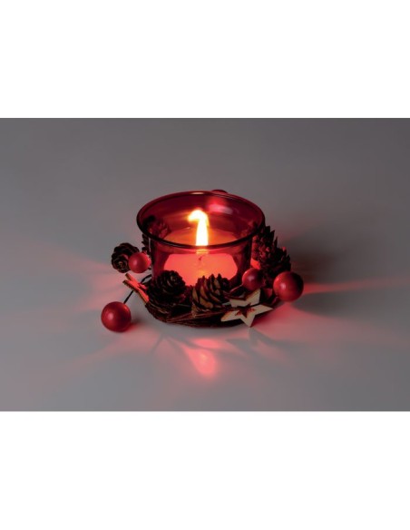Portavelas Navideño de Cristal con Ornamentos | Goodie
