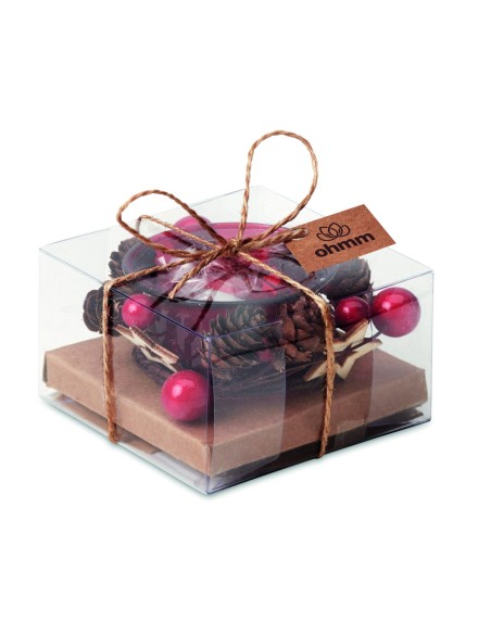 Portavelas Navideño de Cristal con Ornamentos | Goodie