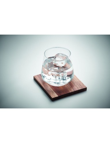 Vaso Corto de Cristal para Whisky con Posavasos de Madera de Acacia | Goodie