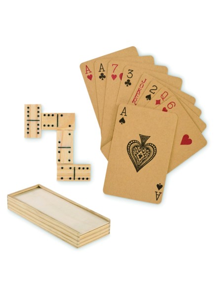 Juego de Dominó y Cartas en Caja de Madera MDF | Goodie
