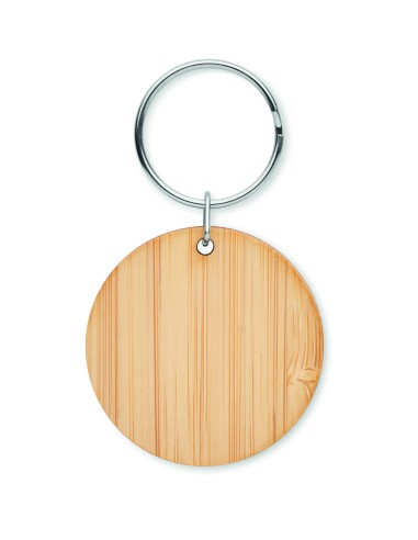 Llavero redondo de bambú 7MO6977