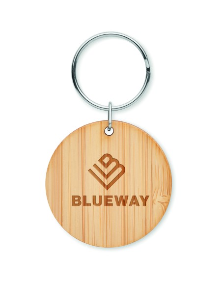 Llavero redondo de bambú 7MO6977
