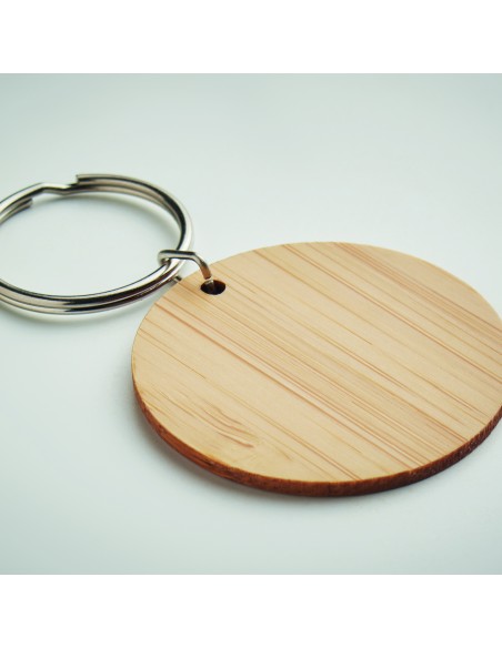 Llavero redondo de bambú 7MO6977