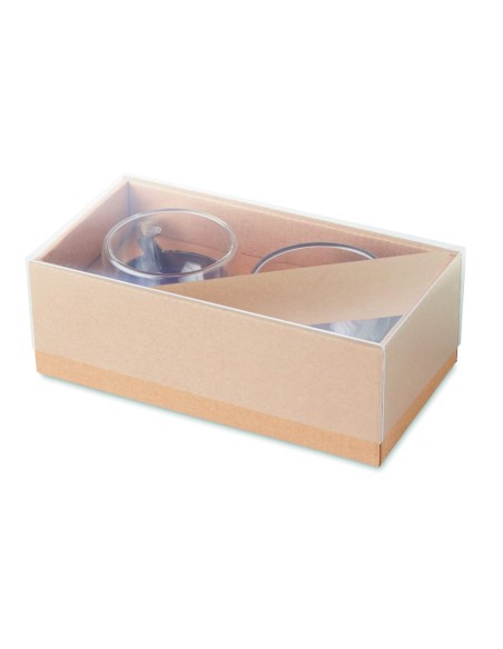 Juego de 2 Tazas de Café Espresso con Plato de Bambú | Goodie