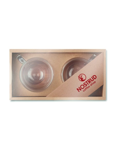 Juego de 2 Tazas de Café Espresso con Plato de Bambú | Goodie