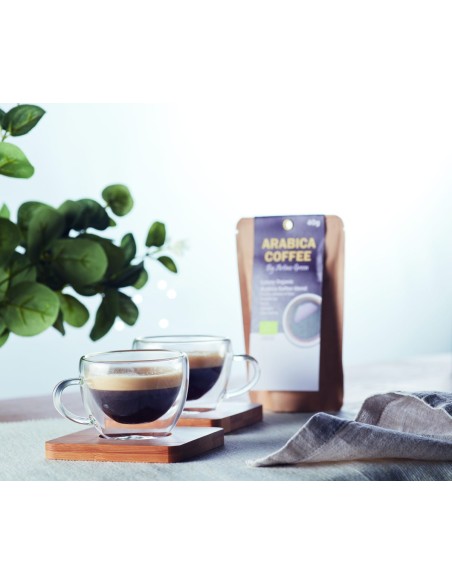 Juego de 2 Tazas de Café Espresso con Plato de Bambú | Goodie