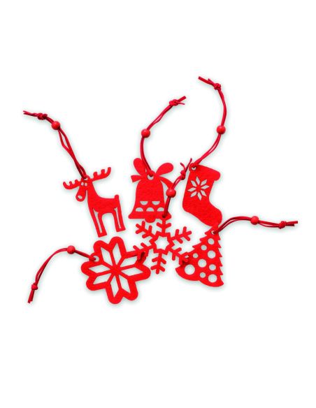 Set 6 adornos árbol en fieltro Personalizado 7CX1335