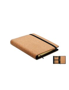 Porta documentos de corcho A5 con libreta y bolígrafo personalizado