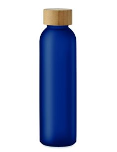 Botella de cristal esmerilado con tapa de bambú personalizada
