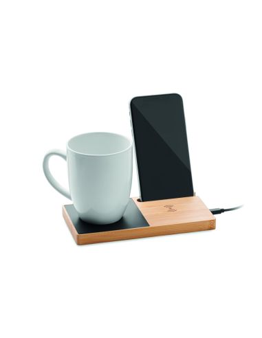 Cargador inalámbrico de bambú Personalizado...