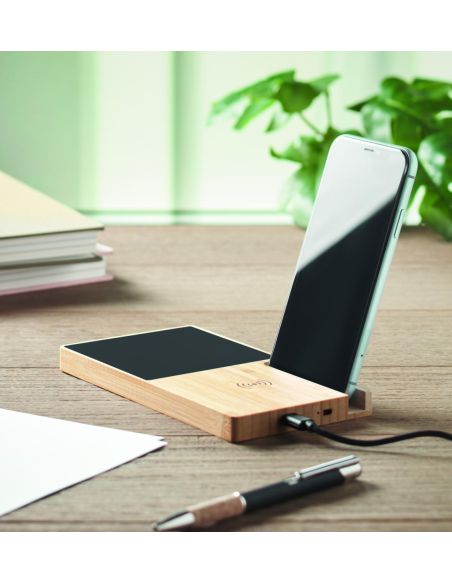 Cargador inalámbrico de bambú Personalizado 7MO2154
