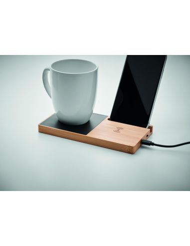 Cargador inalámbrico de bambú Personalizado...